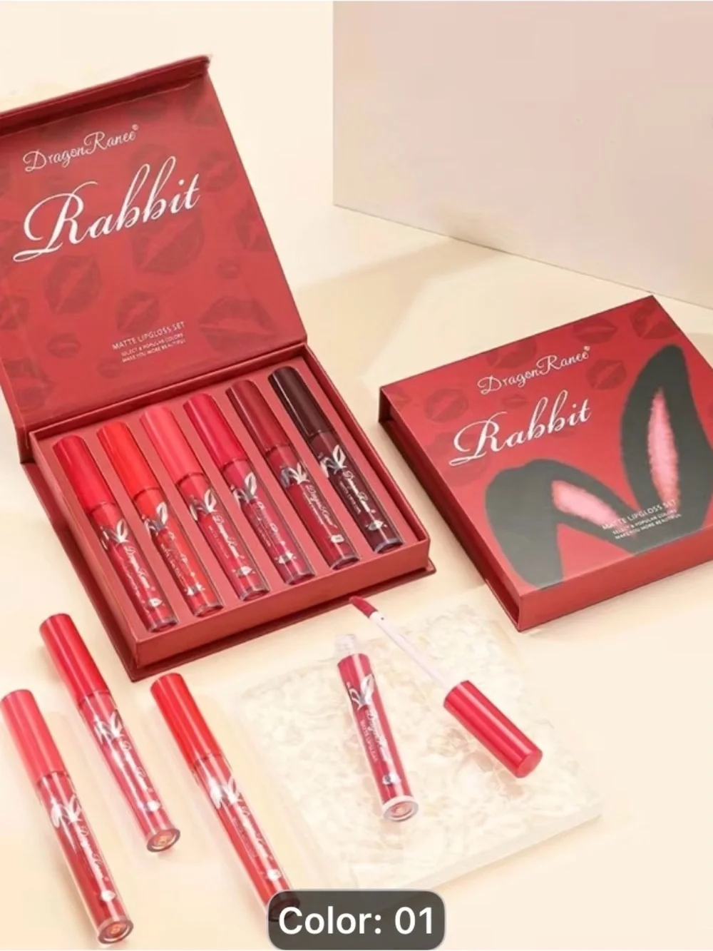 Pack of 6 Rabbit Matte Lipstick Set — Red Shades (Color 01)
